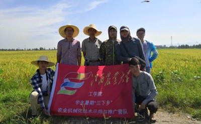 浙江农业大学工学院学子在田间